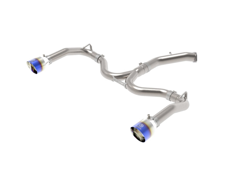 aFe Takeda 20-21 Kia Forte GT 1.6L (t) 3in to 2.5in SS Axle-Back Exhaust System w/ Blue Flame Tips