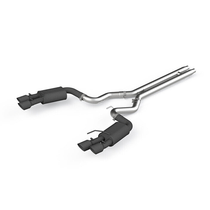 MBRP Mustang 2018+ Black Coated 3" Cat Back, with Quad 4" Dual Wall Tips, Street Version